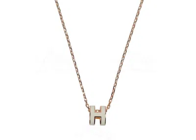 Pre-owned Hermes Women's  Mini Pop H Pendant Rose Goldtone In Blanc In White