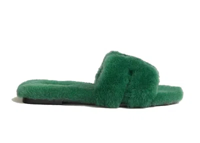 Pre-owned Hermes Women's  Oran Sandal Sherling Sneakers In Vert Anglais
