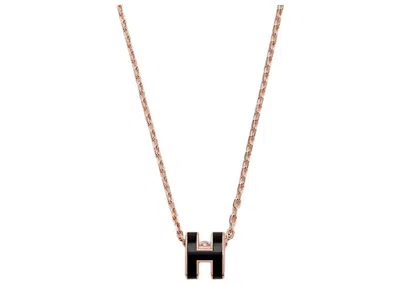 Pre-owned Hermes Women's  Pendant Mini Pop H In Black/rose Gold