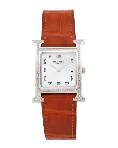 Hermes Hermès Women's Heure H Diamond Watch In Orange