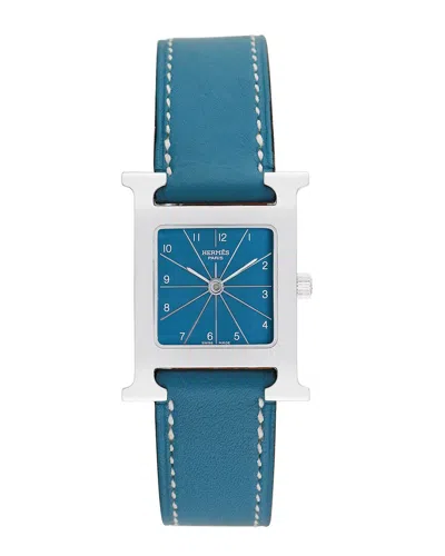 Pre-owned Hermes Women's H-watch Watch, Circa 2000's (authentic Pre-loved) In Blue