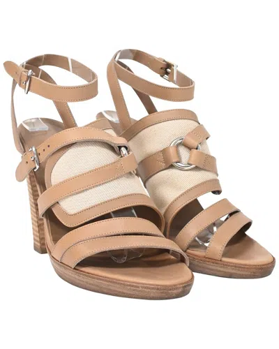 Pre-owned Hermes Hermès Women's Leather Buckle Detail Sandal (authentic Pre-loved)