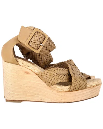 Pre-owned Hermes Hermès Women's Sheep Leather Criss-cross Ankle Strap Wedge (authentic Pre-  Loved)