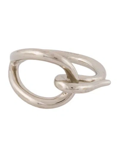 Pre-owned Hermes Womens' Jumbo Hook Scarf Ring In Silver