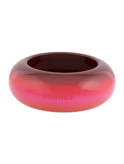 Pre-owned Hermes Wood & Lacquer Fusion Wide Bangle, 7.75" In Multi