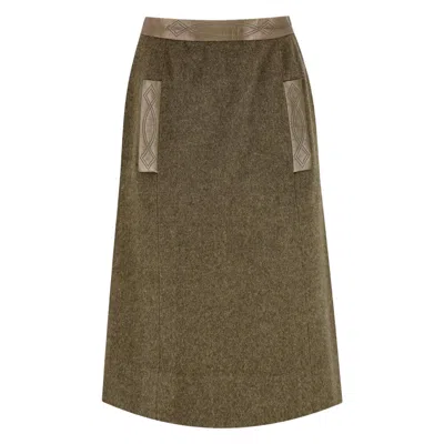 Pre-owned Hermes Wool & Cashmere Skirt In Brown