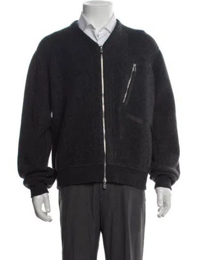 Pre-owned Hermes Wool Bomber Jacket In Gray