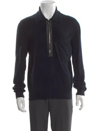 Pre-owned Hermes Wool Collar Polo Sweater In Blue