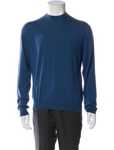 Pre-owned Hermes Wool Crew Neck Pullover In Blue