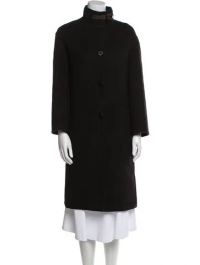 Pre-owned Hermes Wool Faux Fur Coat In Black