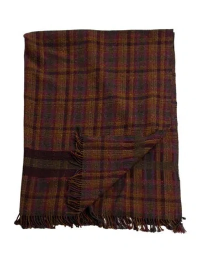 Pre-owned Hermes Wool Fringe Throw Blanket In Purple