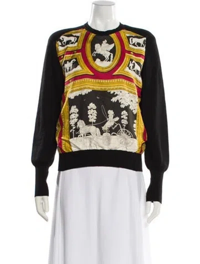 Pre-owned Hermes Wool Graphic Print Sweater In Black