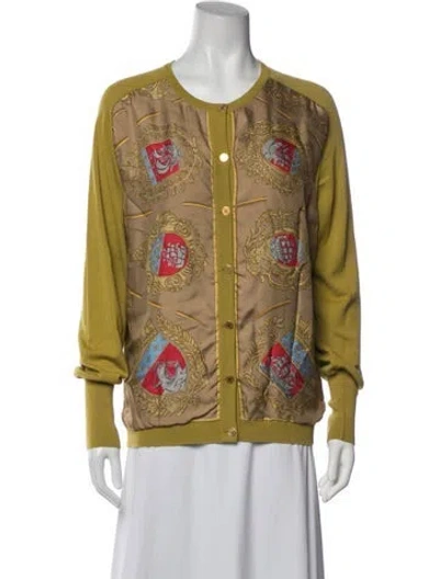 Pre-owned Hermes Wool Graphic Print Sweater In Green