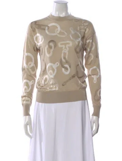 Pre-owned Hermes Wool Graphic Print Sweater In Neutral