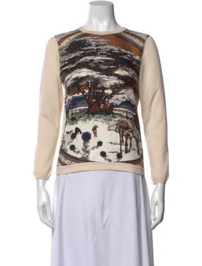 Pre-owned Hermes Wool Graphic Print Sweater In Neutrals