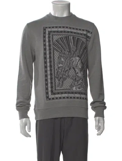 Pre-owned Hermes Wool Graphic Print Sweatshirt In Gray