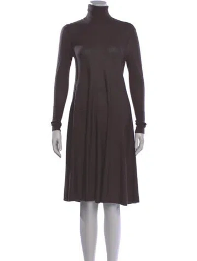 Pre-owned Hermes Wool Knee-length Dress In Brown