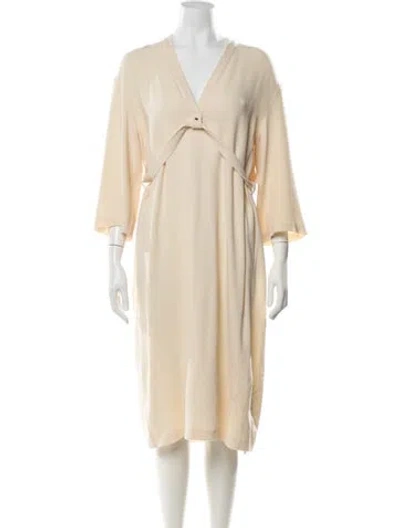 Pre-owned Hermes Wool Midi Length Dress In Neutrals