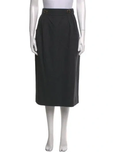 Pre-owned Hermes Wool Midi Length Skirt In Gray