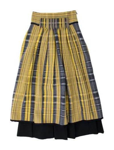 Pre-owned Hermes Wool Midi Length Skirt In Yellow