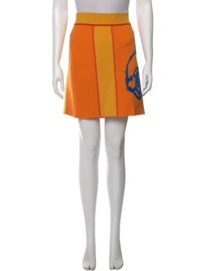 Pre-owned Hermes Wool Mini Skirt W/ Tags In Orange