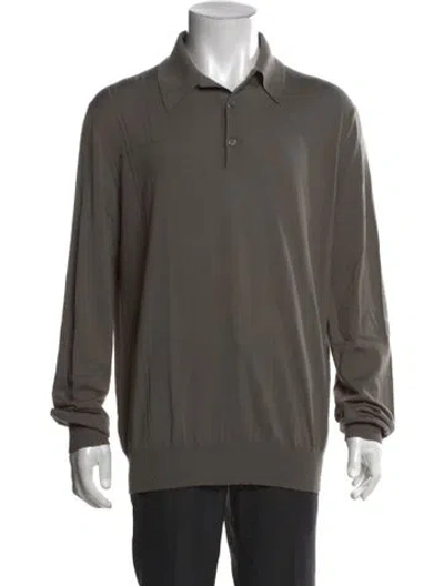 Pre-owned Hermes Wool Mock Neck Polo Sweater In Gray