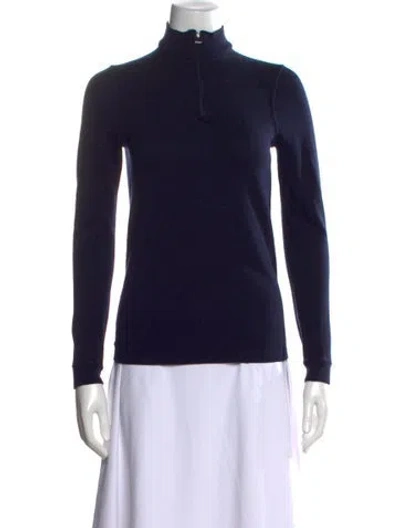 Pre-owned Hermes Wool Mock Neck Sweater In Blue
