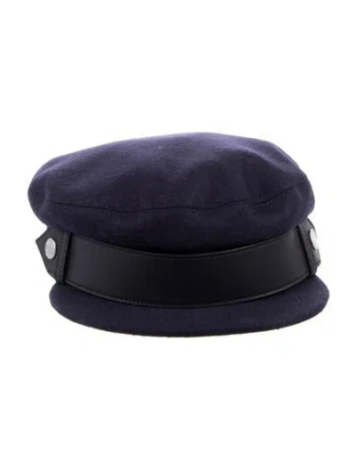 Pre-owned Hermes Wool Newsboy Cap In Blue