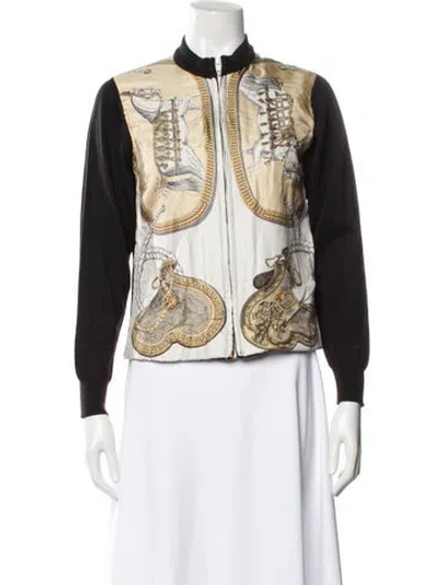 Pre-owned Hermes Wool Paisley Print Evening Jacket In Black