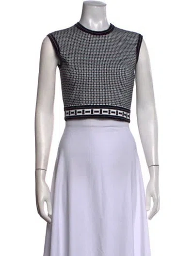 Pre-owned Hermes Wool Patterned Crop Top In White