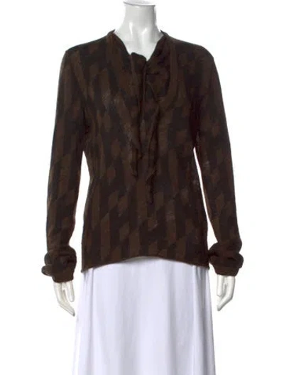 Pre-owned Hermes Wool Patterned Sweater In Brown