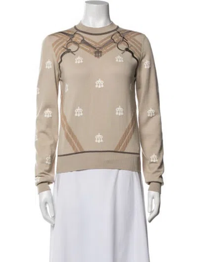 Pre-owned Hermes Wool Patterned Sweater W/ Tags In Neutrals
