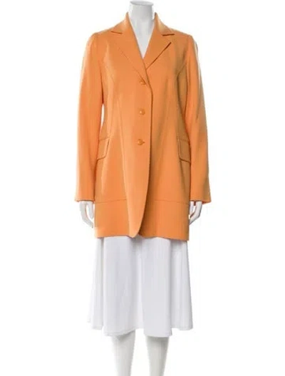 Pre-owned Hermes Wool Peacoat In Orange