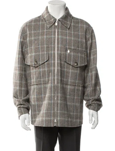 Pre-owned Hermes Wool Plaid Print Jacket In Multi