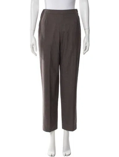 Pre-owned Hermes Wool Straight Leg Pants In Brown