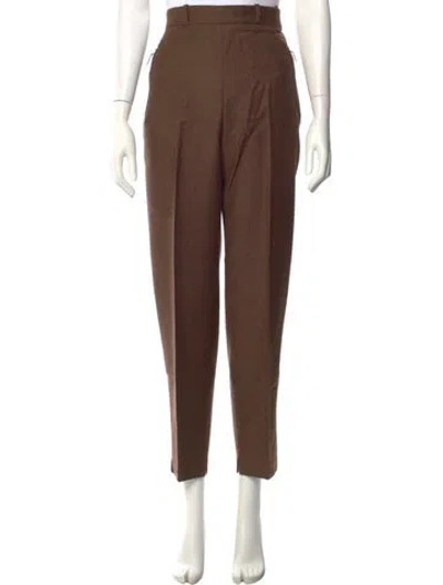 Pre-owned Hermes Wool Straight Leg Pants In Brown