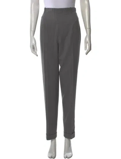 Pre-owned Hermes Wool Straight Leg Pants In Gray