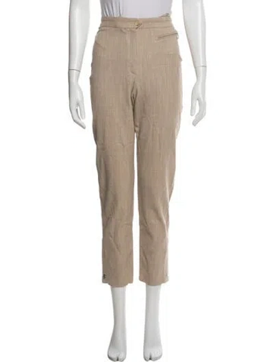 Pre-owned Hermes Wool Straight Leg Pants In Neutral