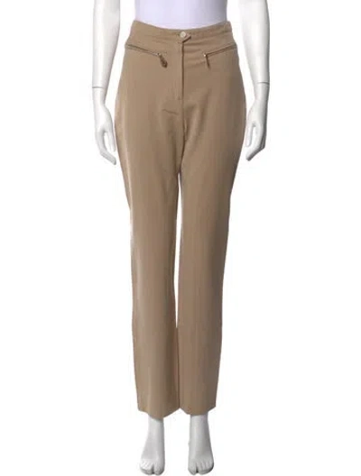 Pre-owned Hermes Wool Straight Leg Pants In Neutral