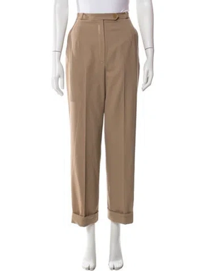 Pre-owned Hermes Wool Straight Leg Pants In Neutral