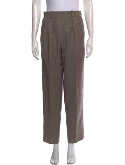 Pre-owned Hermes Wool Straight Leg Pants In Neutrals