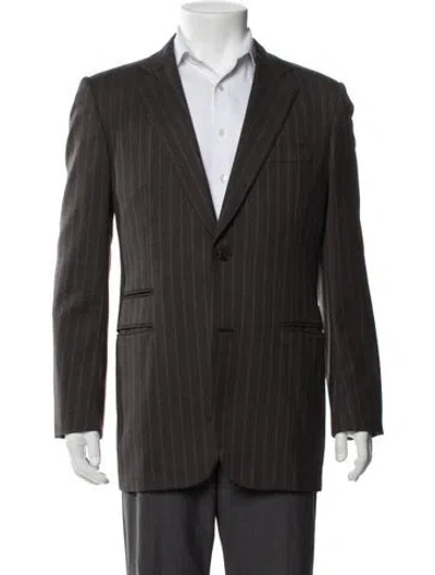 Pre-owned Hermes Wool Striped Blazer In Brown
