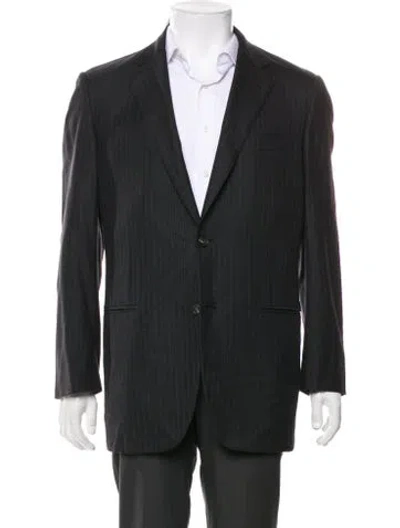 Pre-owned Hermes Wool Striped Blazer In Gray