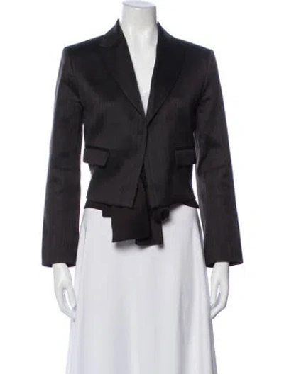 Pre-owned Hermes Wool Striped Blazer In Grey