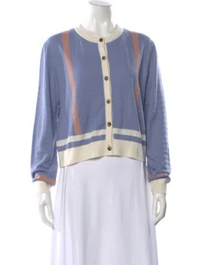 Pre-owned Hermes Wool Striped Sweater In Blue