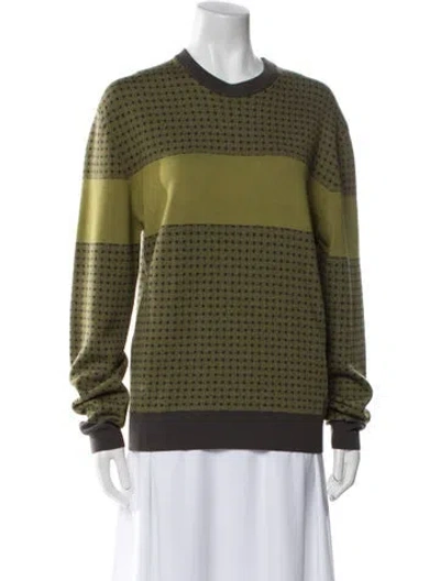 Pre-owned Hermes Wool Striped Sweater In Green