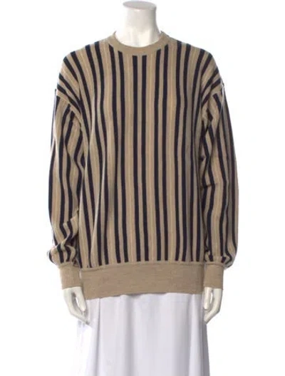 Pre-owned Hermes Wool Striped Sweater In Neutral