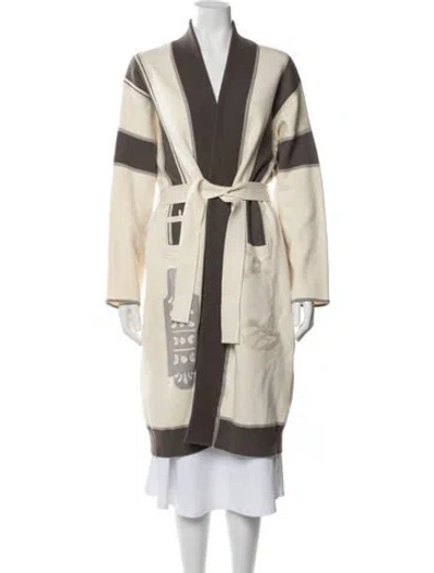 Pre-owned Hermes Wool Striped Sweater In Neutral