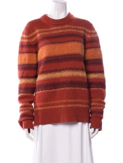 Pre-owned Hermes Wool Striped Sweater In Orange