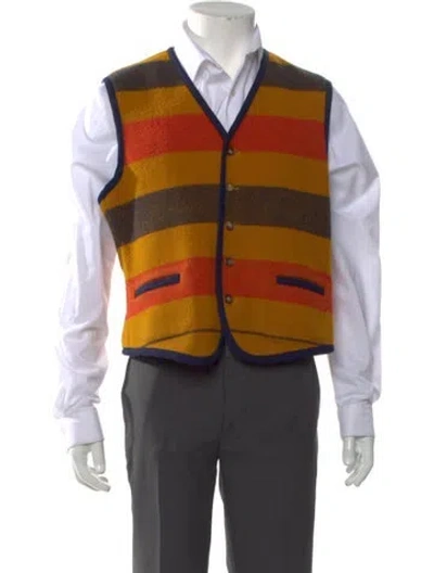 Pre-owned Hermes Wool Striped Sweater Vest In Blue